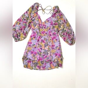 Hudson Gray Purple & Yellow Floral Cottagecore Festival Dress Size Medium